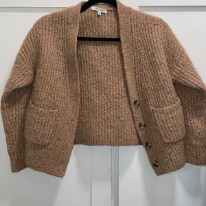 Madewell Speckled Rib Cardigan Sweater size S MARLED ACORN TAN